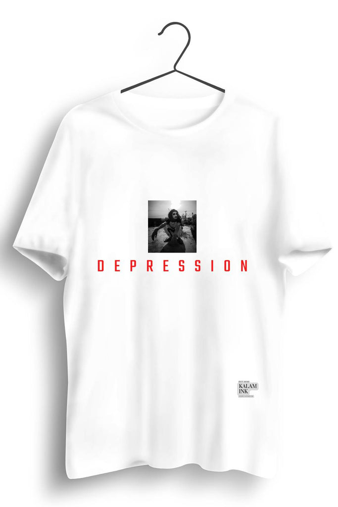 Depression Graphic Printed White Tshirt