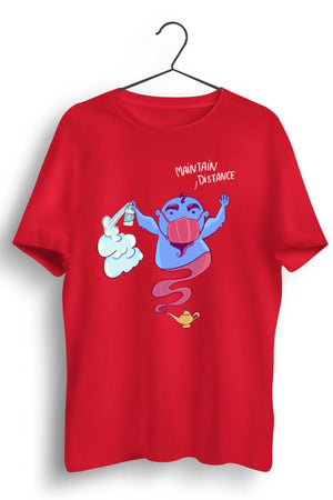 Distance Graphic Printed Red Tshirt