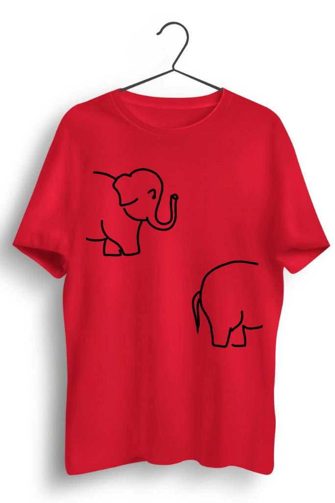 Elephant Graphic Printed Red Tshirt