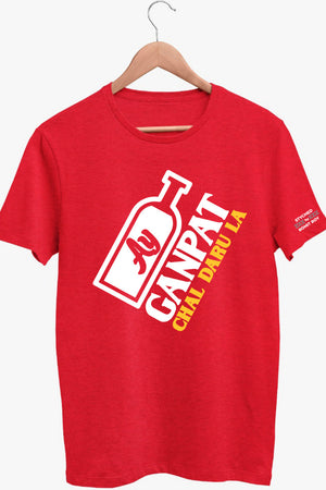 Ay Ganpat Red Cotton Tshirt