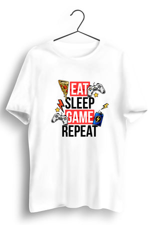 Eat Sleep Game Repeat White Tshirt