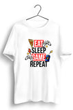Eat Sleep Game Repeat White Tshirt