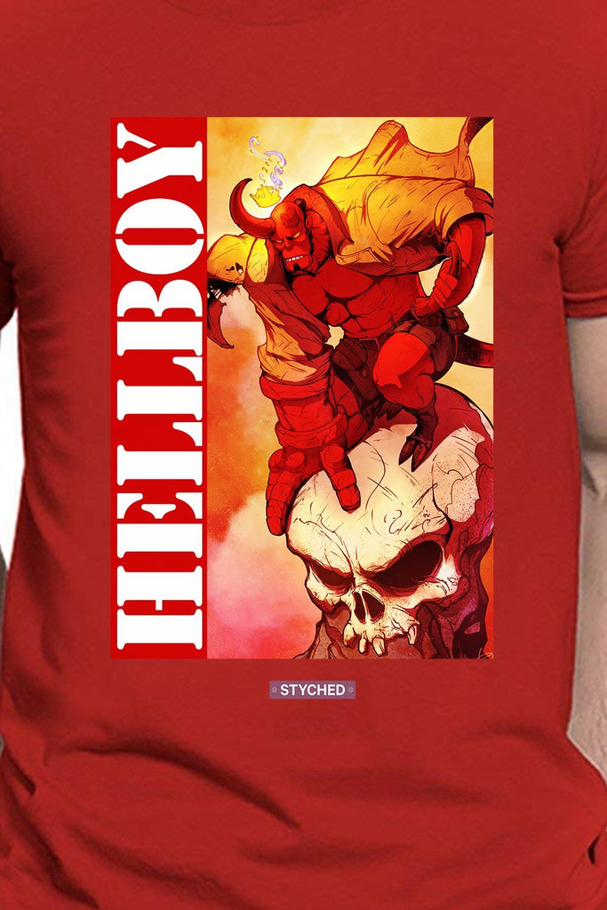 Hellboy - Dark Horse Comics Block Printed T-Shirt Red