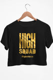High Squad Graphic Printed Black Crop Top