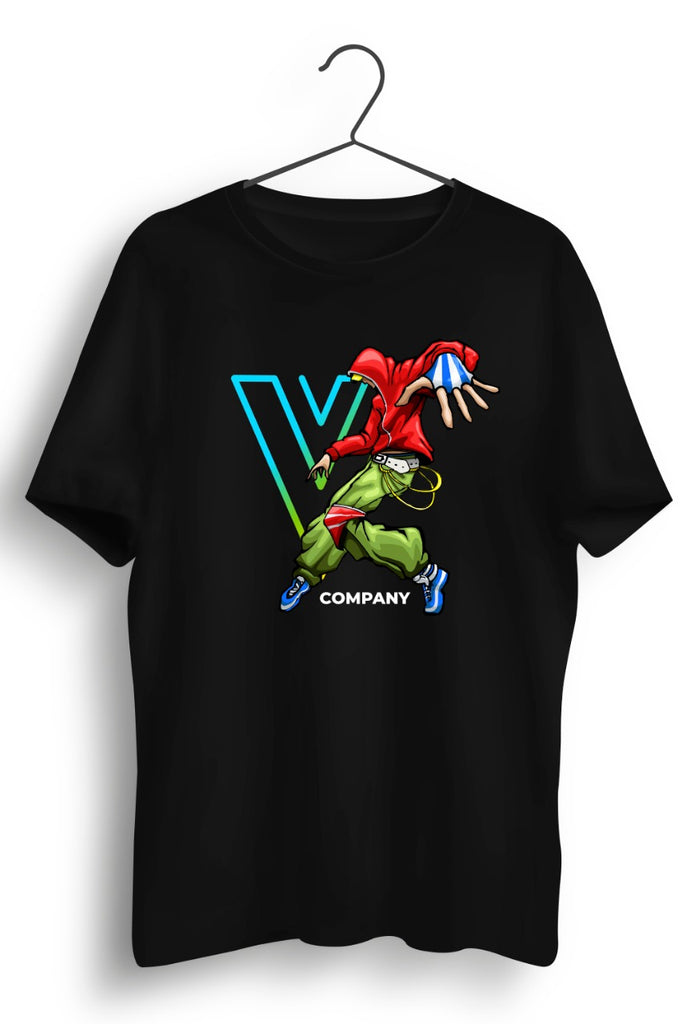 V Company Hip Hop Dance Graphic Printed Black Tshirt