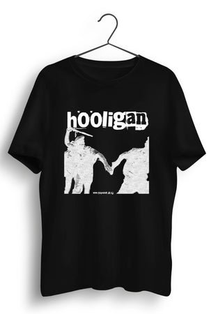 Hooligan Graphic Printed Black Tee