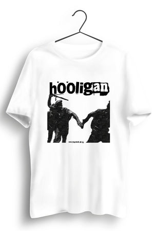 Hooligan Graphic Printed White Tee