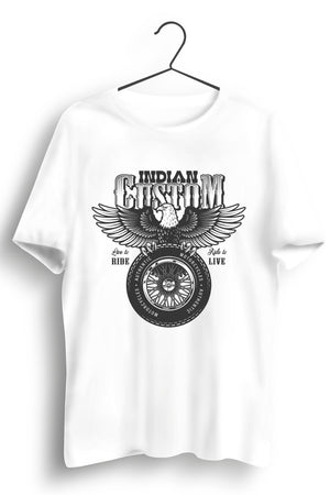 Indian Custom Motorcycle White Tshirt