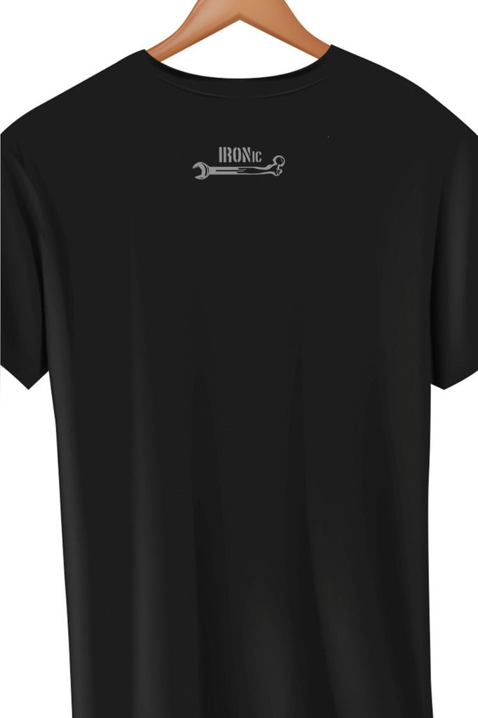 Ironic Logo Reflective Printed Black Tshirt