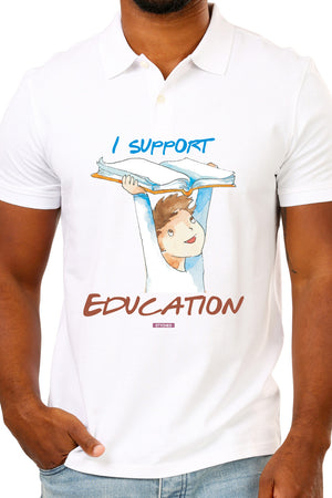 Save Govt. Schools Movement Tee - Styched In India Graphic Polo T-Shirt White
