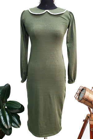 Peter Pan Collar Dress Green