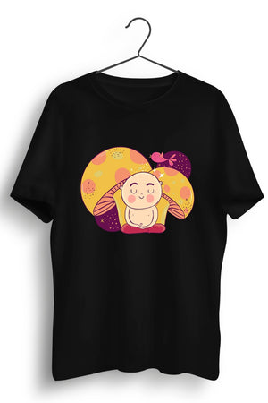 Meditating Monk Graphic Printed Black Tshirt