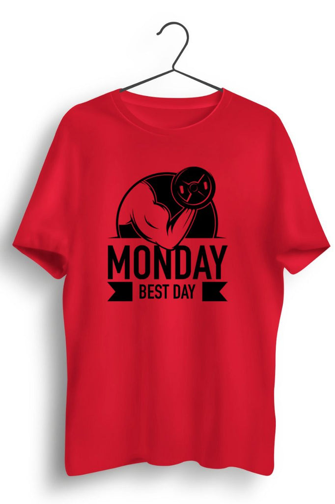 Monday Best Day Graphic Printed Red Tshirt