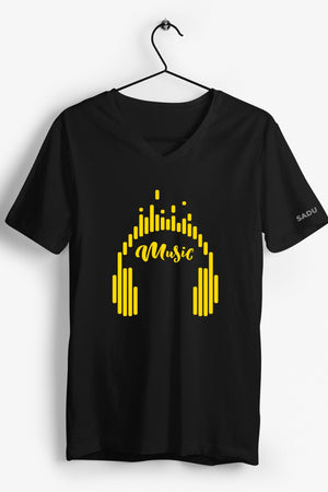 Music Graphic Printed Black Tshirt
