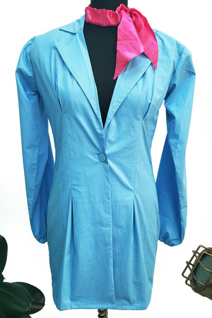 Blue Cotton Blazer Dress