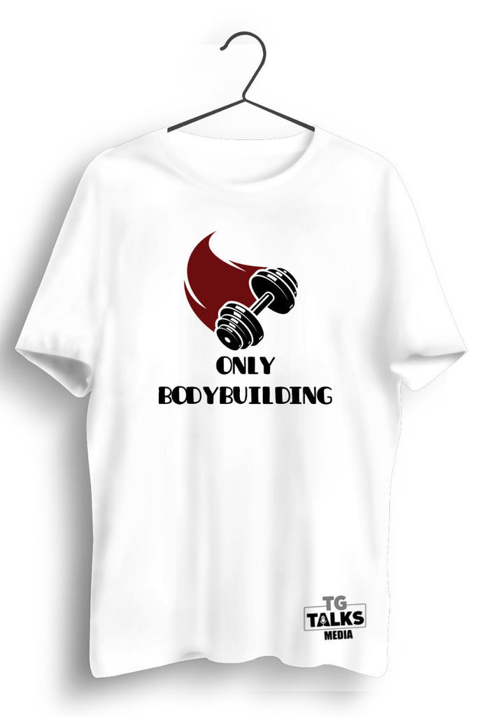 Only Body Building Inclined Dumbbell Print White Tshirt