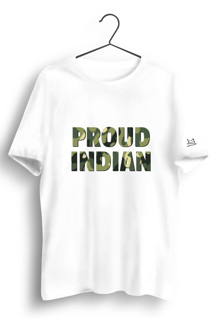 Proud Indian Camo Printed White Tshirt