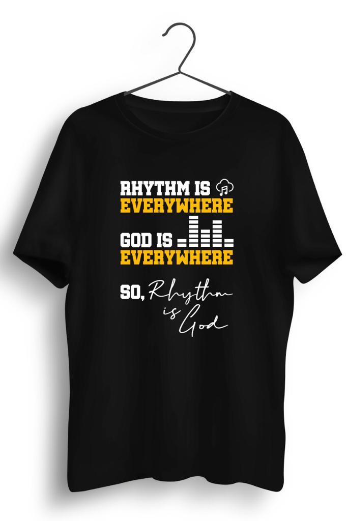 Rhythm Is Everywhere Graphic Printed Black Tshirt