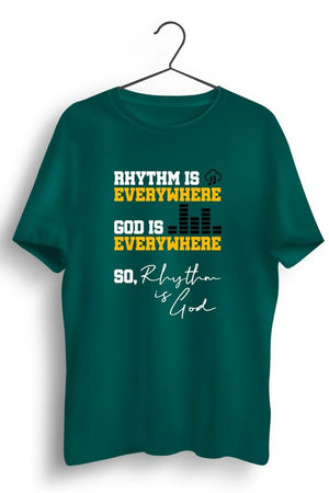 Rhythm Is Everywhere Graphic Printed Green Tshirt