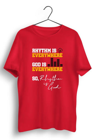 Rhythm Is Everywhere Graphic Printed Red Tshirt
