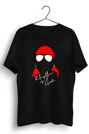 Rhythm Is God Graphic Printed Black Tshirt