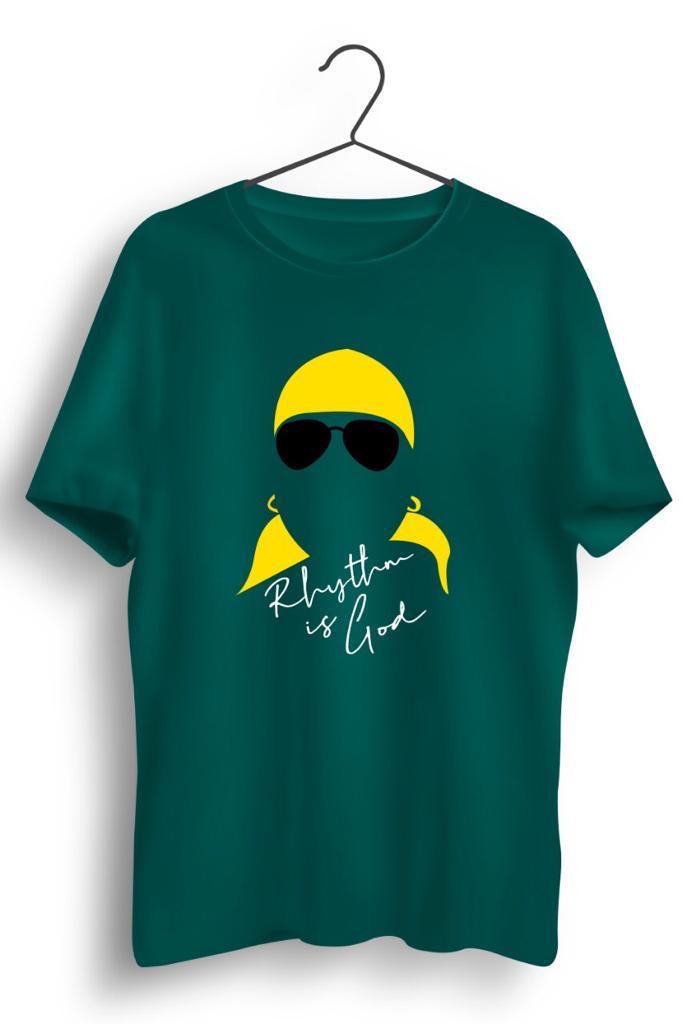 Rhythm Is God Graphic Printed Green Tshirt