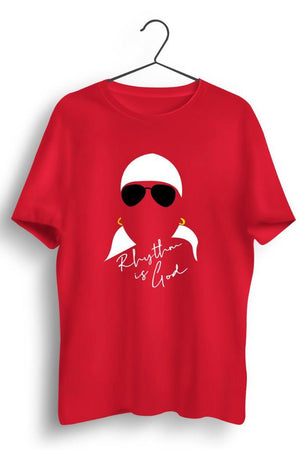 Rhythm Is God Graphic Printed Red Tshirt