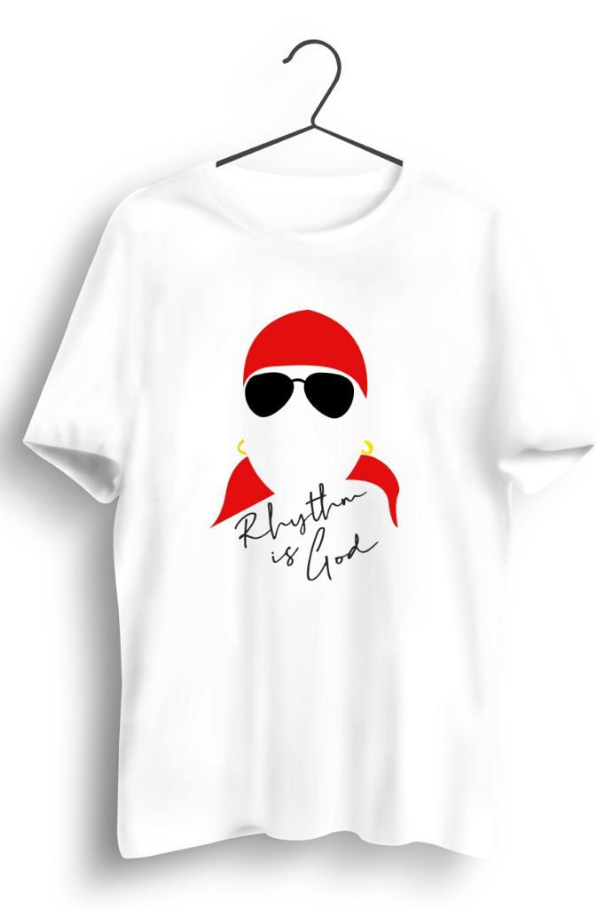 Rhythm Is God Graphic Printed White Tshirt