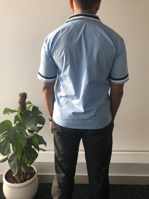 Double Notched Collar Half Sleeve Shirt