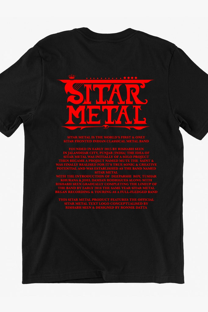 Sitar Metal Official Logo + Origin Story Black Tshirt