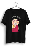 Smiling Monk Graphic Printed Black Tshirt