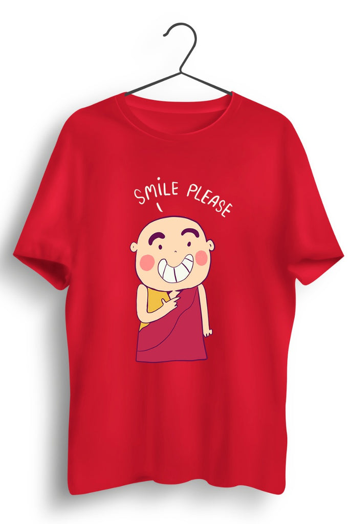 Smiling Monk Graphic Printed Red Tshirt