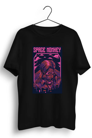 Space Monkey Graphic Printed Black Tshirt