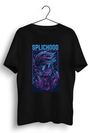 Splichood Graphic Printed Black Tshirt