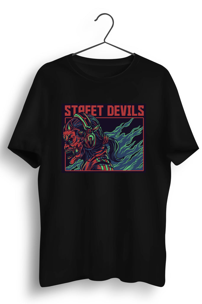 Street Devils Graphic Printed Black Tshirt