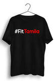 Fit Tamila English Text Black Tshirt