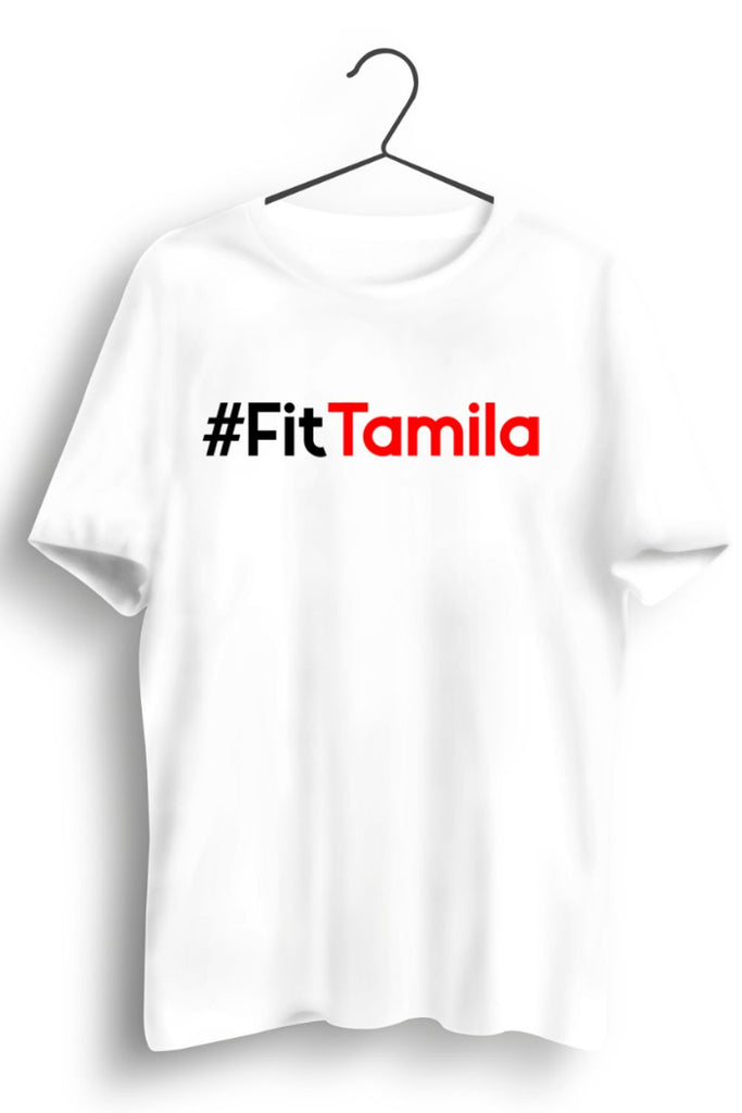 Fit Tamila English Text White Tshirt