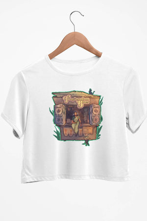 TSB Logo Printed White Crop Top