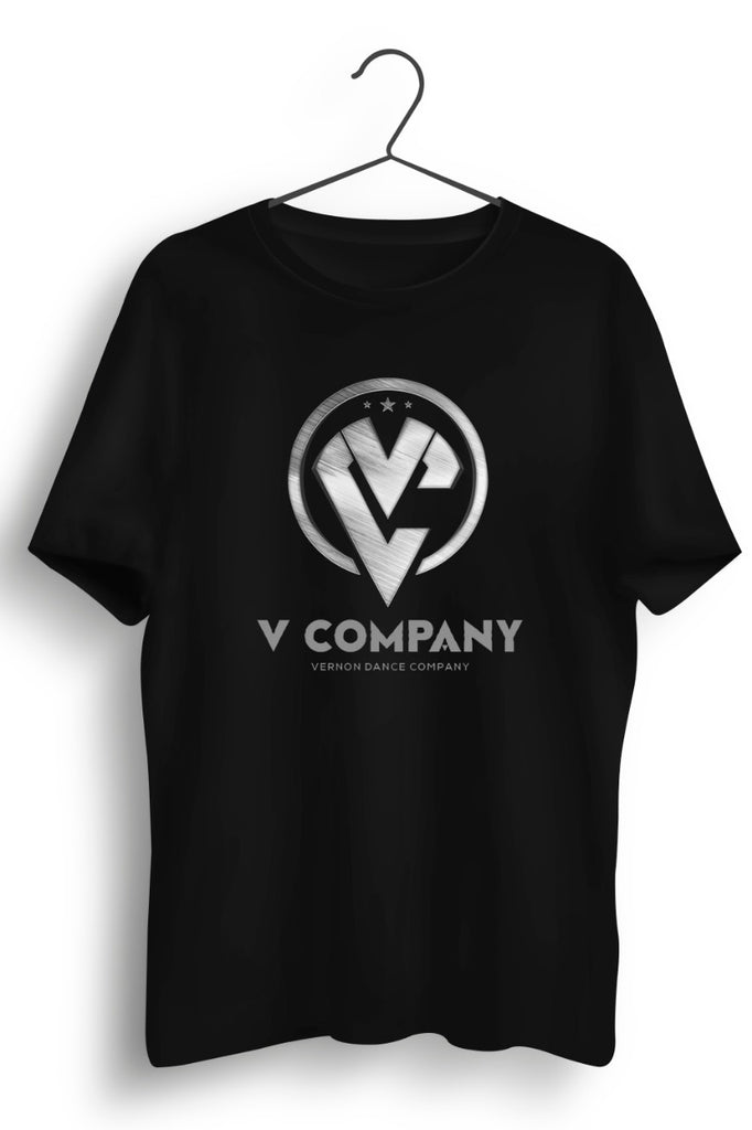 V Company Logo Printed Black Tshirt