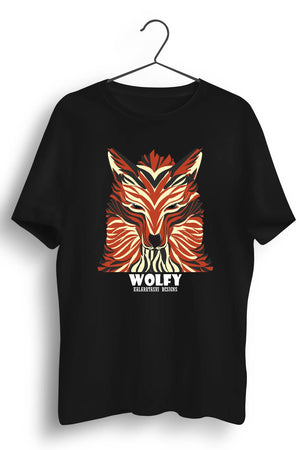 Wolfy Graphic Printed Black Tshirt