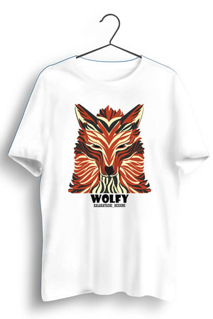 Wolfy Graphic Printed White Tshirt