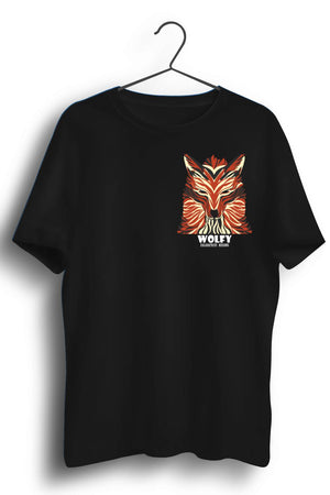 Wolfy Pocket Printed Black Tshirt
