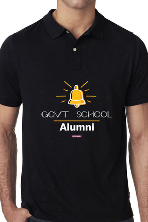Save Govt. Schools Movement Tee - Styched In India Graphic Polo T-Shirt Black