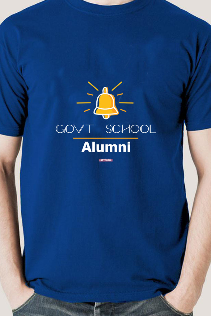 Save Govt. Schools Movement Tee - Styched In India Graphic T-Shirt Blue Color