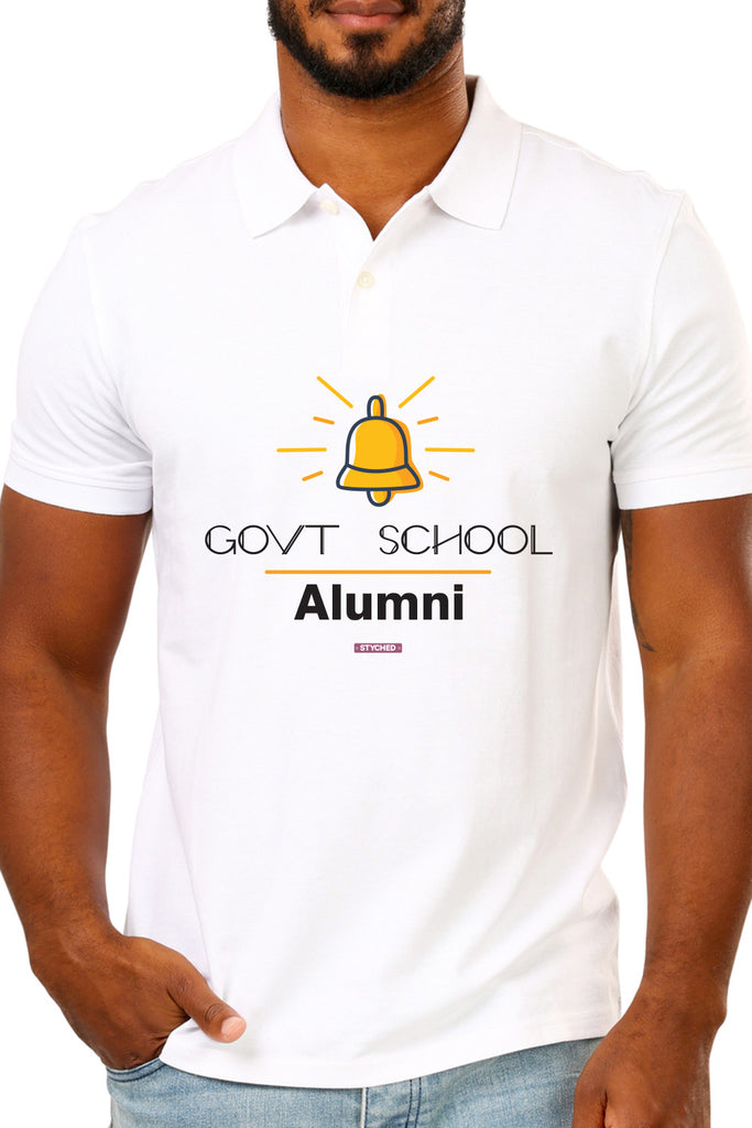 Save Govt. Schools Movement Tee - Styched In India Graphic Polo T-Shirt White